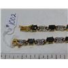 Image 2 : Tennis bracelet, marked 925, blue stones, gold plate and icing