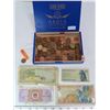 Image 1 : Cigar box with assorted paper money and coins