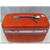 Image 1 : Orange Samsonite travel case with cosmetic tray and key, vg condition