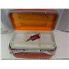 Image 2 : Orange Samsonite travel case with cosmetic tray and key, vg condition