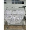 Image 1 : Large beige doilie (28") & white crocheted tablecloth 54"