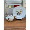 Image 1 : Gibsons Staffordshire teapot floral china plate Simpsons Potteries 3 wood plate stands