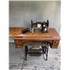 Image 1 : vintage Superior-A tredle sewing machine, solid oak cabinet, cast base, nice graphics, original atta