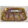 Image 1 : Vintage Indiana carnival glass amber divided serving dish. 5 sections. 11" x 9".  Excellent conditio