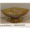 Image 1 : Vintage marigold diamond shaped carnival glass candy dish. 6.5" x 4.5"