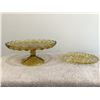 Image 1 : Amber glass 10" pedestal plate and 8" plate.  No chips or cracks.