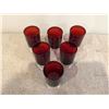 Image 2 : Set of 6 vintage Arcoroc France ruby red pedestal drinking glasses. 4 1/2" tall.