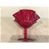 Image 2 : Vintage red pedestal glass bowl. 7" tall.  No chips or cracks.