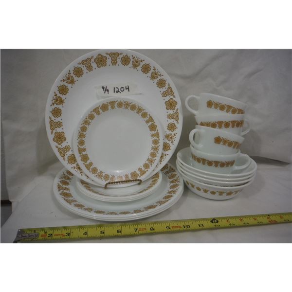 16 pc Corelle Dinner set, butterfly gold