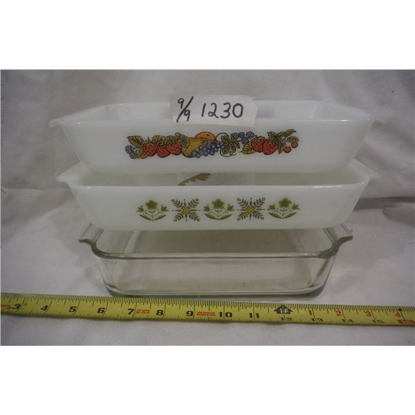 3 fireking baking dishes