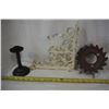 Image 1 : Cast Iron Bracket, candle holder & Metal gear