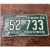 Image 1 : 1956 Saskatchewan license plate