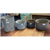 Image 1 : 4 buckets - 3 enamelware and 1 galvanized