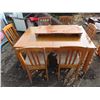 Image 3 : Wooden Table 59"x39.5"x29" with 39"x17.5" Extension leaf + 6 Chairs - Some work needed