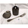 Image 1 : Silver lot, coin tray, tea glass holder, fork