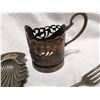 Image 3 : Silver lot, coin tray, tea glass holder, fork