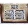 Image 4 : Uncut $1 and $2 bills & shinplaster, framed 17"x20"