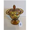 Image 1 : Carnival glass candy dish with lid 6.5 Tall