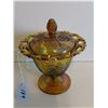 Image 3 : Carnival glass candy dish with lid 6.5 Tall