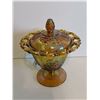 Image 4 : Carnival glass candy dish with lid 6.5 Tall