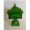Image 2 : Green candy dish on pedestal with lid 6.5" Tall