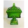 Image 3 : Green candy dish on pedestal with lid 6.5" Tall
