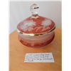 Image 1 : RUBY CZECH BOHEMIA COVERED CANDY DISH, ETCHED