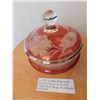 Image 2 : RUBY CZECH BOHEMIA COVERED CANDY DISH, ETCHED