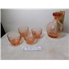 Image 1 : 1930’S DEPRESSION GLASS DECANTER AND FOUR GLASSES