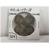Image 1 : 4 Silver 3 pence coins, 1913,16,17,18