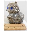 Image 1 : CAT ON BASKET METAL COINBANK, SILVERPLATED