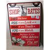 Image 1 : SHOP RATES, HUMEROUS TIN SIGN