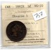 Image 1 : 1882H, LARGE CENT, OBV1, ICCS CERT