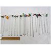 Image 3 : 875. 33 Glass Swizzle Sticks Birds ,Flowers ,Fish etc..