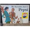 Image 1 : Original Pepsi cardboard advertising poster probably 1950's vintage 32" x 22"
