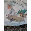 Image 3 : antique store mural, hand painted on tin sheet sign, depicts a German Santa being carried by a blimp