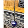 Image 2 : 4.5" copper lightning rod w/ twisted metal stand & rare cobalt blue 10 sided lightning rod ball
