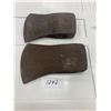 Image 1 : 2 Vintage axe heads, 1-4" blade - 1 double head axe 5" blade - hand forged