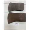 Image 3 : 2 Vintage axe heads, 1-4" blade - 1 double head axe 5" blade - hand forged