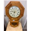 Image 1 : Oak wall clock - 28"x18" battery operated, works great