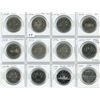 Image 1 : Lot of 12 Canadian Nickel Dollars. Includes 1968, 1970 Manitoba, 1972, 1973 PEI, 1974 Winnipeg, 1975