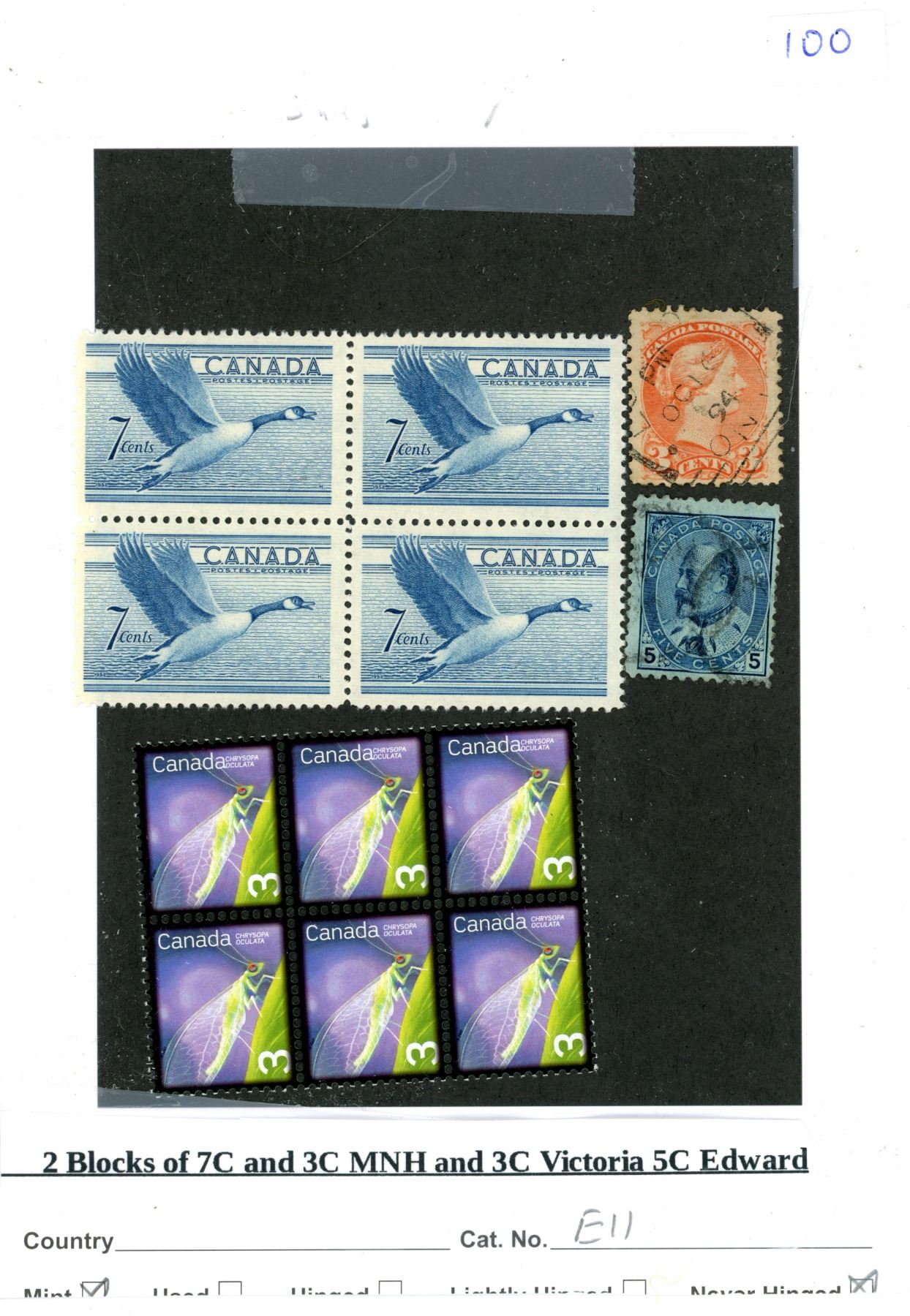 2 Blocks of 7C and 3C MNH and 3C Victoria 5C Edward Stamps - Schmalz ...