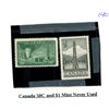 Image 1 : Canada 50C and $1 stamps mint never used