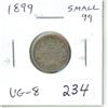 Image 1 : 1899 Canadian Victorian Silver 10 Cents. Small 99. VG-8.