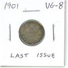 Image 1 : 1901 Canadian Victorian Silver 10 Cents. Last issue of Queen Victoria. VG-8.