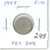 Image 1 : 1948 Silver 10 Cents. Key Date. F-12.