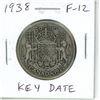 Image 1 : 1938 Silver 50 Cents. Key Date. Mintage of 192,018. F-12.