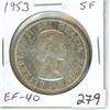 Image 1 : 1953 Shoulder Fold Silver Dollar. EF-40.
