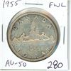 Image 1 : 1955 Full Water Lines Silver Dollar. Full Water Lines in front of canoe. AU-50.