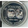Image 1 : 1974 Winnipeg Centennial Silver Dollar. Specimen-66. Bright White.